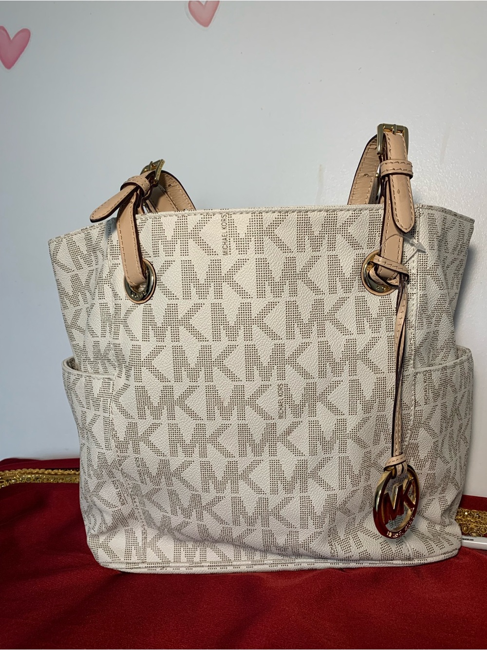 Michael Kors Beige/Tan MK Signature Canvas Tote